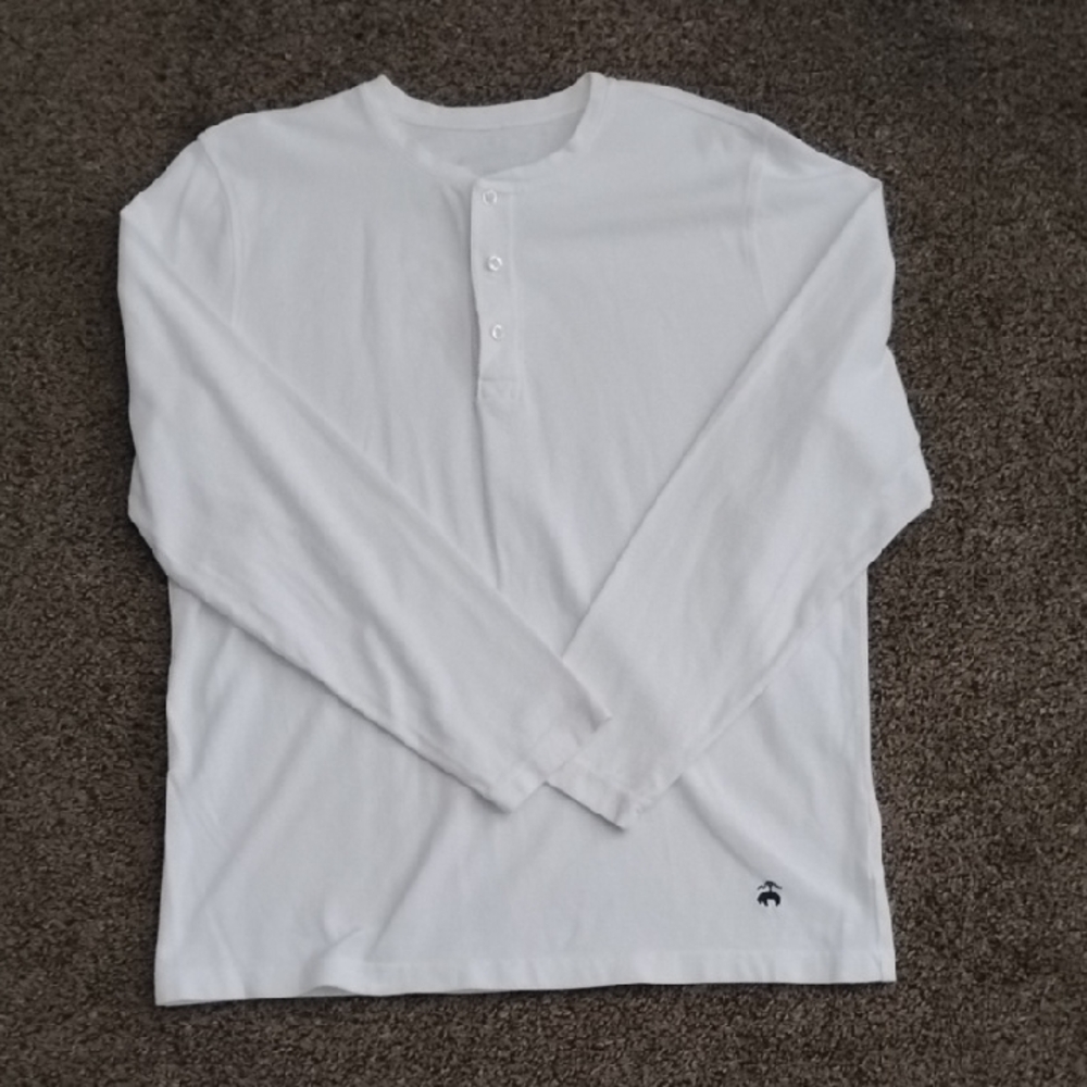 Brooks Brothers White Henley Shirt Size Large